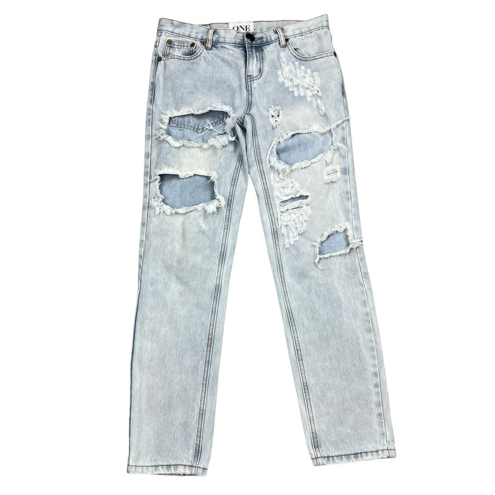 One Teaspoon Jeans Womens 25x28 Light‎ Blue Wash Awesome Baggies